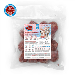 Рацион ВФ1 с говядиной (0.4 кг). Фрикадельки для собак и кошек. Натуральный корм